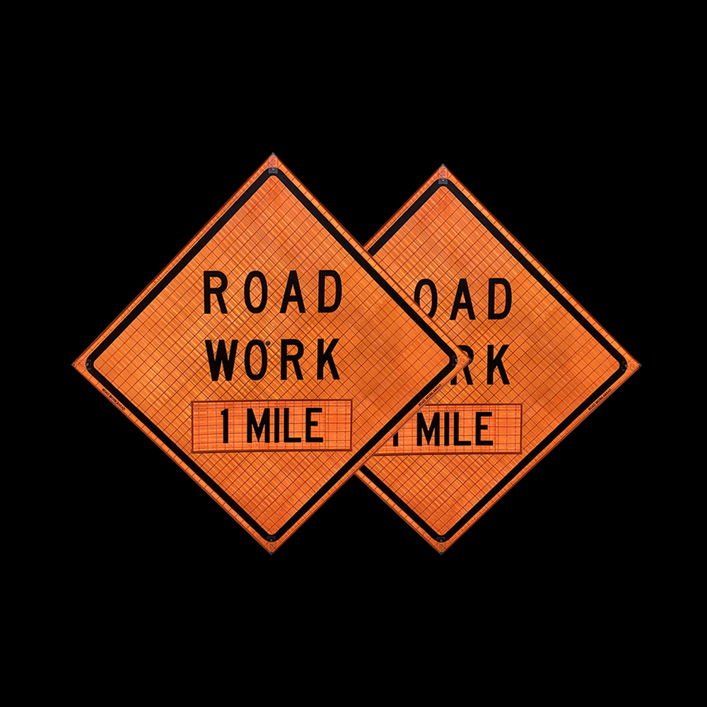 48 Inch Reflective Road Work 1 Mile Roll Up Traffic Sign - 